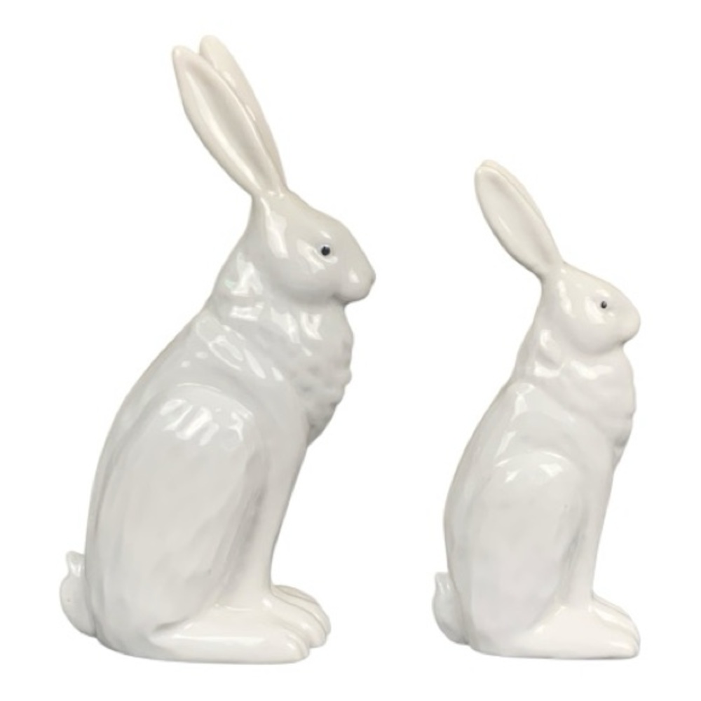 White Ceramic Bunnies Easter‎ Decoration Collectible Home Decor Holiday Spring